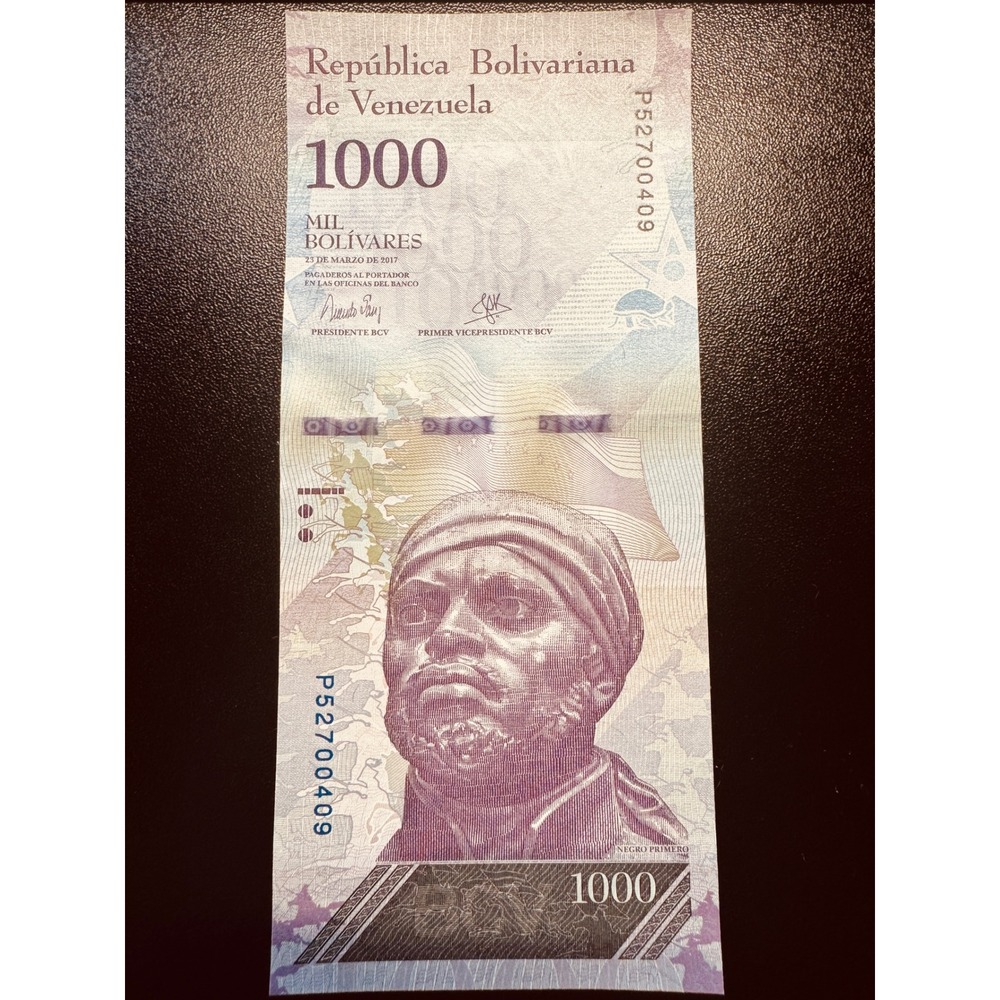 Venezuela 1000 Mil Bolivares Banknote 2017 Negro Primero Armadillo P52700409